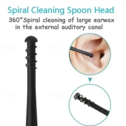 2pcs Double-Sided Earpick Soft Silicone Spiral Rotating Ear Wax Cleaner Ears Remover Clean Tool Spiral Design