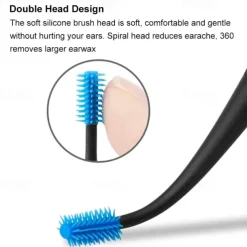 2pcs Double-Sided Earpick Soft Silicone Spiral Rotating Ear Wax Cleaner Ears Remover Clean Tool Spiral Design
