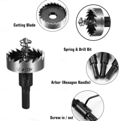5Pcs Drill Bit Carbide Tip HSS Hole Saw Set Stainless Steel Metal Alloy 16/18.5/20/25/30mm Woodworking Tools