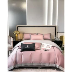 4PCS Duvet Cover Bedding Set 100% Organic Cotton Soft and Breathable Fabric Includes Duvet Cover and Pillowcases for a Comfortable Sleep