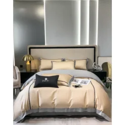 4PCS Duvet Cover Bedding Set 100% Organic Cotton Soft and Breathable Fabric Includes Duvet Cover and Pillowcases for a Comfortable Sleep