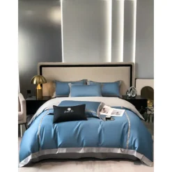 4PCS Duvet Cover Bedding Set 100% Organic Cotton Soft and Breathable Fabric Includes Duvet Cover and Pillowcases for a Comfortable Sleep