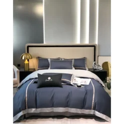 4PCS Duvet Cover Bedding Set 100% Organic Cotton Soft and Breathable Fabric Includes Duvet Cover and Pillowcases for a Comfortable Sleep