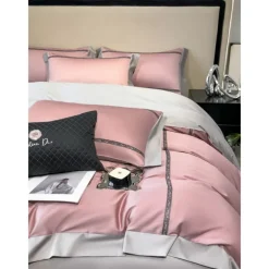 4PCS Duvet Cover Bedding Set 100% Organic Cotton Soft and Breathable Fabric Includes Duvet Cover and Pillowcases for a Comfortable Sleep
