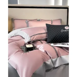 4PCS Duvet Cover Bedding Set 100% Organic Cotton Soft and Breathable Fabric Includes Duvet Cover and Pillowcases for a Comfortable Sleep