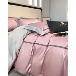 4PCS Duvet Cover Bedding Set 100% Organic Cotton Soft and Breathable Fabric Includes Duvet Cover and Pillowcases for a Comfortable Sleep