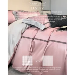 4PCS Duvet Cover Bedding Set 100% Organic Cotton Soft and Breathable Fabric Includes Duvet Cover and Pillowcases for a Comfortable Sleep