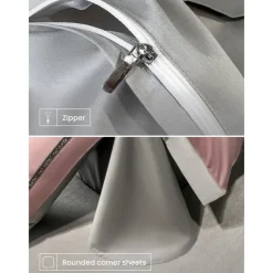 4PCS Duvet Cover Bedding Set 100% Organic Cotton Soft and Breathable Fabric Includes Duvet Cover and Pillowcases for a Comfortable Sleep