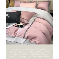 4PCS Duvet Cover Bedding Set 100% Organic Cotton Soft and Breathable Fabric Includes Duvet Cover and Pillowcases for a Comfortable Sleep