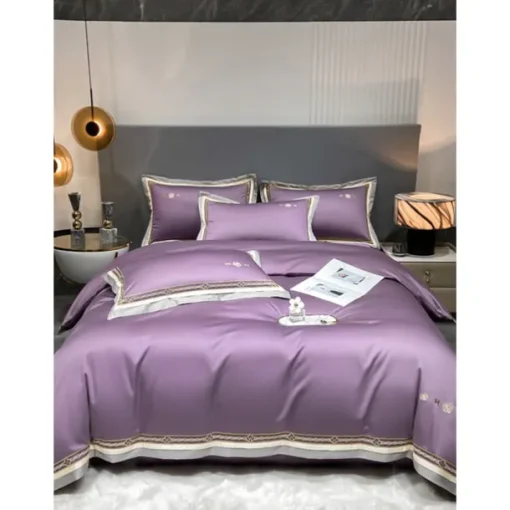 4PCS Duvet Cover Bedding Set 100% Organic Cotton Soft and Breathable Fabric Includes Duvet Cover and Pillowcases for a Comfortable Sleep