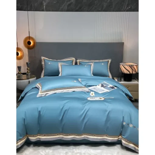 4PCS Duvet Cover Bedding Set 100% Organic Cotton Soft and Breathable Fabric Includes Duvet Cover and Pillowcases for a Comfortable Sleep