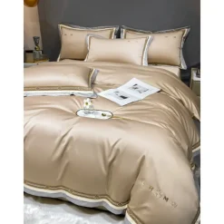 4PCS Duvet Cover Bedding Set 100% Organic Cotton Soft and Breathable Fabric Includes Duvet Cover and Pillowcases for a Comfortable Sleep