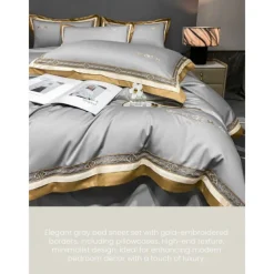 4PCS Duvet Cover Bedding Set 100% Organic Cotton Soft and Breathable Fabric Includes Duvet Cover and Pillowcases for a Comfortable Sleep
