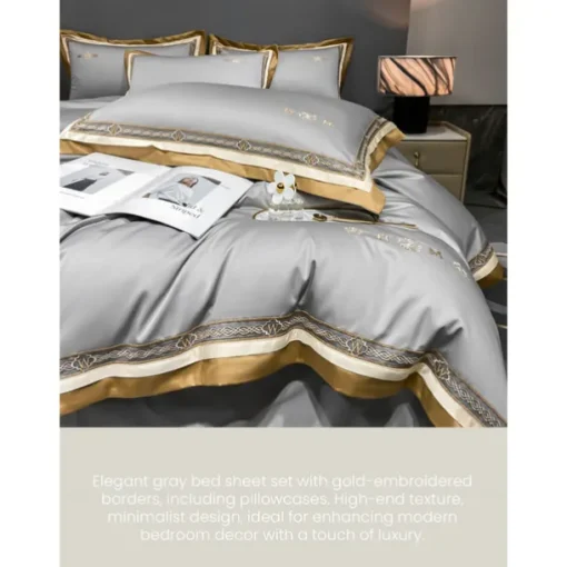 4PCS Duvet Cover Bedding Set 100% Organic Cotton Soft and Breathable Fabric Includes Duvet Cover and Pillowcases for a Comfortable Sleep