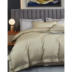 4PCS Duvet Cover Bedding Set 100% Organic Cotton Soft and Breathable Fabric Includes Duvet Cover and Pillowcases for a Comfortable Sleep