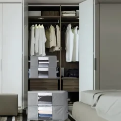 1/2/3pcs Foldable Storage Bag Set with Handles & Lids - Versatile Organizer for Clothes Bedroom Kitchen Bathroom Supplies - Durable Non-Woven Fabric TSA Approved - Gray