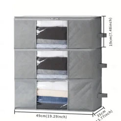 1/2/3pcs Foldable Storage Bag Set with Handles & Lids - Versatile Organizer for Clothes Bedroom Kitchen Bathroom Supplies - Durable Non-Woven Fabric TSA Approved - Gray