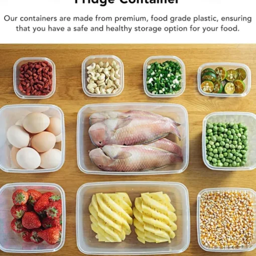 17PCS Food Container Fridge Bins, Leakproof Food Grade Plastic Various Sizes with Lid for Leftover Meals