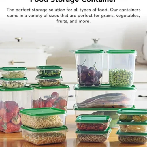 17PCS Food Container Fridge Bins, Leakproof Food Grade Plastic Various Sizes with Lid for Leftover Meals