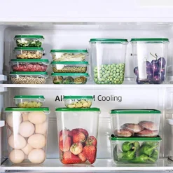 17PCS Food Container Fridge Bins, Leakproof Food Grade Plastic Various Sizes with Lid for Leftover Meals