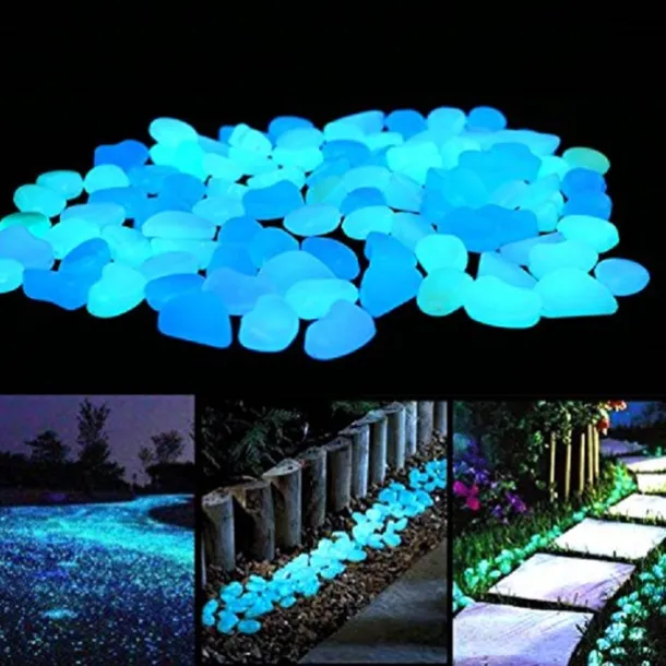 100Pcs Garden Decor Luminous Stones Glow In Dark Decorative Pebbles Pebble Rocks Outdoor Fish Tank Aquarium Decorations