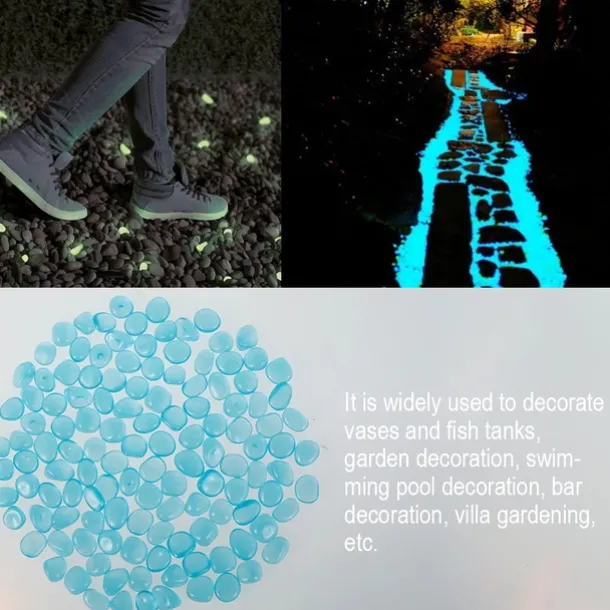 100Pcs Garden Decor Luminous Stones Glow In Dark Decorative Pebbles Pebble Rocks Outdoor Fish Tank Aquarium Decorations