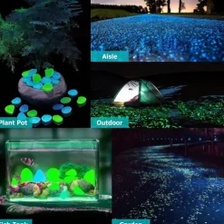 100Pcs Garden Decor Luminous Stones Glow In Dark Decorative Pebbles Pebble Rocks Outdoor Fish Tank Aquarium Decorations