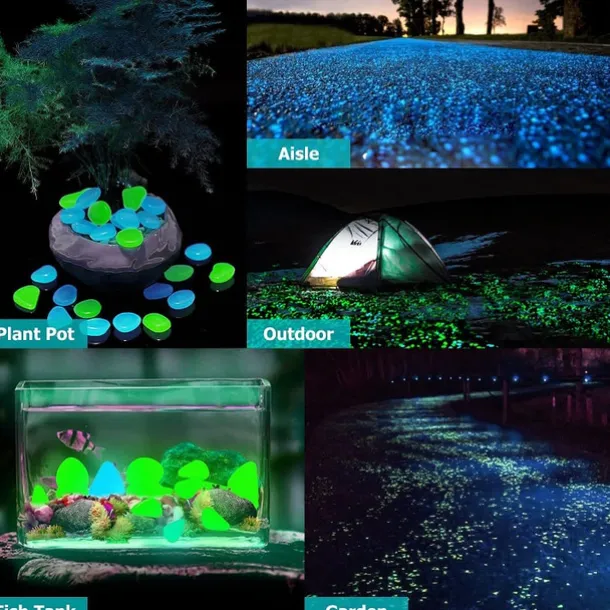 100Pcs Garden Decor Luminous Stones Glow In Dark Decorative Pebbles Pebble Rocks Outdoor Fish Tank Aquarium Decorations