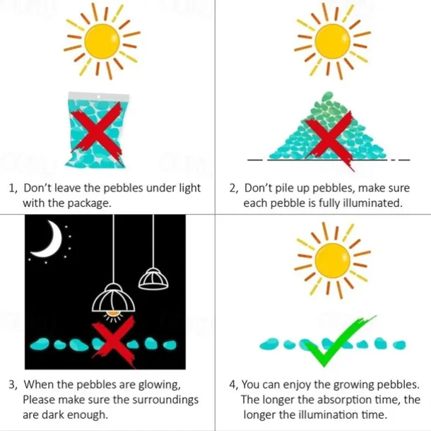 500PCS Garden Decoration Pebbles, Glow in The Dark Luminous Stones, Decorative Pebbles for Outdoor, Fish Tank, and Aquarium Decor