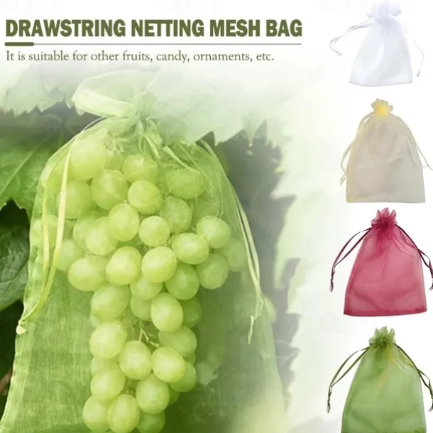50Pcs Grapes Fruit Protection Bags Garden Mesh Bags Agricultural Orchard Pest Control Anti-Bird Netting Vegetable Bags