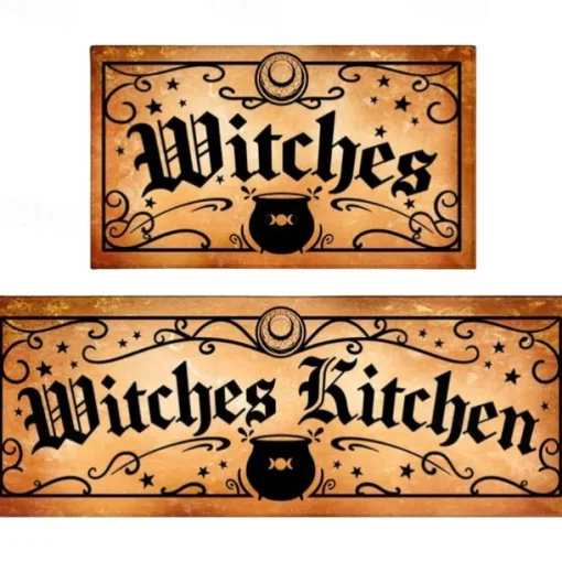 2pcs Halloween Kitchen Rugs and Mats Non-Slip Anti-Fatigue Kitchen Rug Set for Entryway ,Kitchen and Laundry