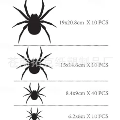 60PCS Halloween Party Supplies PVC 3D Decoration Realistic Horror Bat Spider Wall Accent, DIY Halloween Decoration Home Interior Window Decoration Set (Balck)