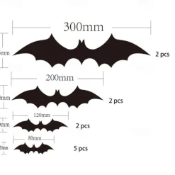 60PCS Halloween Party Supplies PVC 3D Decoration Realistic Horror Bat Spider Wall Accent, DIY Halloween Decoration Home Interior Window Decoration Set (Balck)