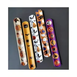 12pcs Halloween Slap Bracelets for Children Birthday Gift Snap Band Bracelets for Girl Boy Game Toy Party Party Favors School Goodie Bags