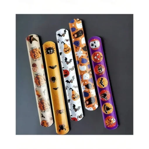 12pcs Halloween Slap Bracelets for Children Birthday Gift Snap Band Bracelets for Girl Boy Game Toy Party Party Favors School Goodie Bags