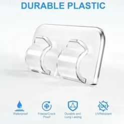 26Pcs Hooks for Outdoor String Lights Clips Heavy Duty Light Hook with Waterproof Adhesive Strips - Outside Clear Cord Holders for Hanging Christmas Lighting - Outdoors Sticky Clip