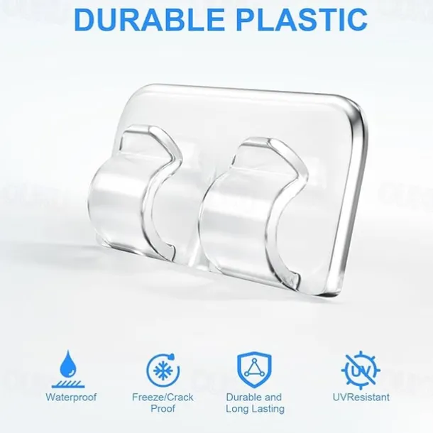 26Pcs Hooks for Outdoor String Lights Clips Heavy Duty Light Hook with Waterproof Adhesive Strips - Outside Clear Cord Holders for Hanging Christmas Lighting - Outdoors Sticky Clip