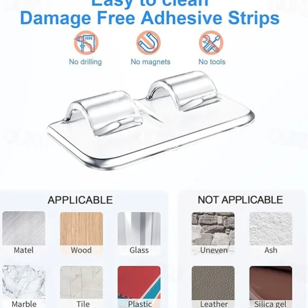 26Pcs Hooks for Outdoor String Lights Clips Heavy Duty Light Hook with Waterproof Adhesive Strips - Outside Clear Cord Holders for Hanging Christmas Lighting - Outdoors Sticky Clip