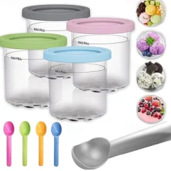 4pcs Ice Cream Pints Cup Containers With Lids Replacements For Ninja Creami Pints