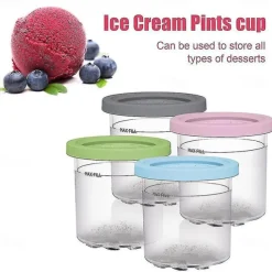 4pcs Ice Cream Pints Cup Containers With Lids Replacements For Ninja Creami Pints