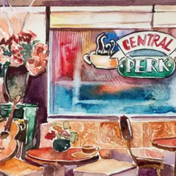 2pcs I'LL BE THERE FOR YOU Wall Art Painting Watercolor Central Perk Poster 90s Classic American TV Show Prints Wall Art Canvas Prints Bedroom Home Decor Frameless