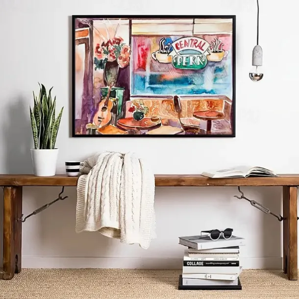 2pcs I'LL BE THERE FOR YOU Wall Art Painting Watercolor Central Perk Poster 90s Classic American TV Show Prints Wall Art Canvas Prints Bedroom Home Decor Frameless