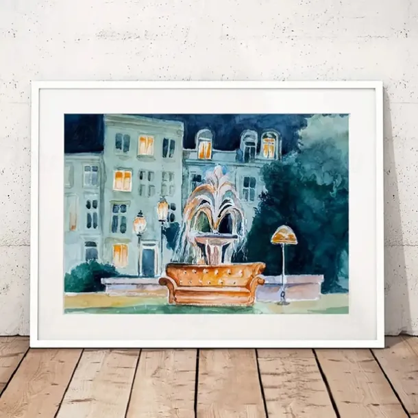 2pcs I'LL BE THERE FOR YOU Wall Art Painting Watercolor Central Perk Poster 90s Classic American TV Show Prints Wall Art Canvas Prints Bedroom Home Decor Frameless