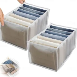 2/4pcs Jeans Compartment Storage Box Closet Clothes Drawer Mesh Separation Box Stacking Pants Drawer Divider Can Washed Home Organizer