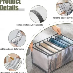 2/4pcs Jeans Compartment Storage Box Closet Clothes Drawer Mesh Separation Box Stacking Pants Drawer Divider Can Washed Home Organizer