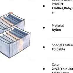 2/4pcs Jeans Compartment Storage Box Closet Clothes Drawer Mesh Separation Box Stacking Pants Drawer Divider Can Washed Home Organizer