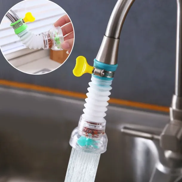 2Pcs Kitchen Water Filter Faucet Head Replacement, 360 Adjustable Flexible Tap Extender Water Saving Sprayer Aerator Nozzle Attachment Diffuser Bathroom Accessories