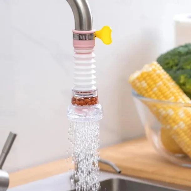 2Pcs Kitchen Water Filter Faucet Head Replacement, 360 Adjustable Flexible Tap Extender Water Saving Sprayer Aerator Nozzle Attachment Diffuser Bathroom Accessories