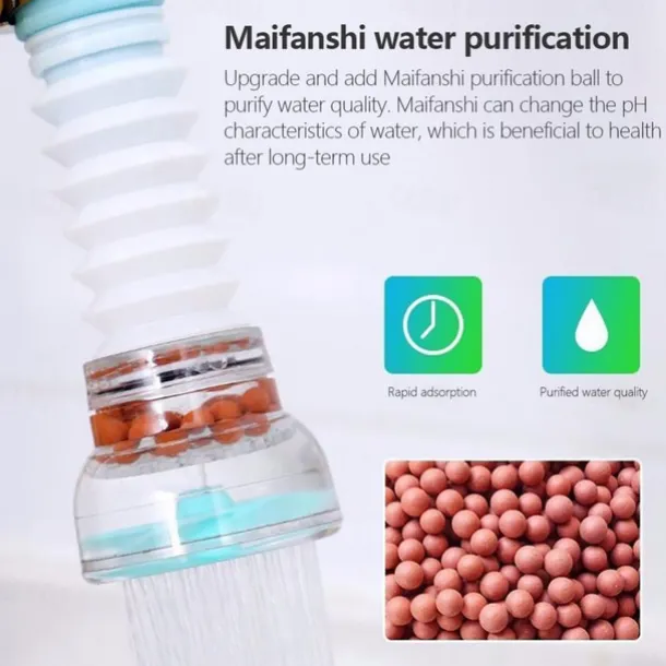 2Pcs Kitchen Water Filter Faucet Head Replacement, 360 Adjustable Flexible Tap Extender Water Saving Sprayer Aerator Nozzle Attachment Diffuser Bathroom Accessories