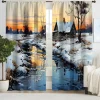 2PCS Landscape Painting Series Curtains 3D Digital Printing Fabric Curtains Window Screens